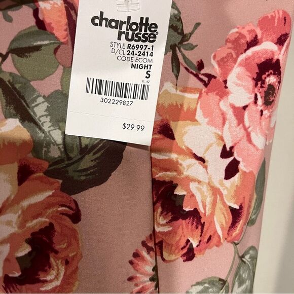 Charlotte Russe Pink and Green Floral halter mini Dress size small - Picture 7 of 11